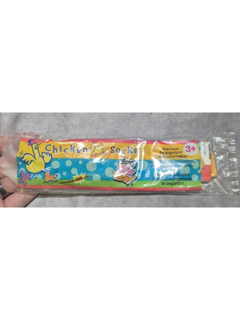 Y2K Kidcore Novelty Wendy’s Chicken Socks 2007 Kids Meal Toy NIP